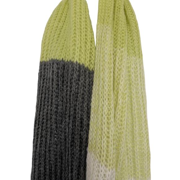 Topshop Chunky Knit Long Scarf Lime Green White and Gray - Picture 8 of 9